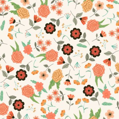Soyut çiçek desenli arka plan. Vektör çizimi. Soyut arkaplan.