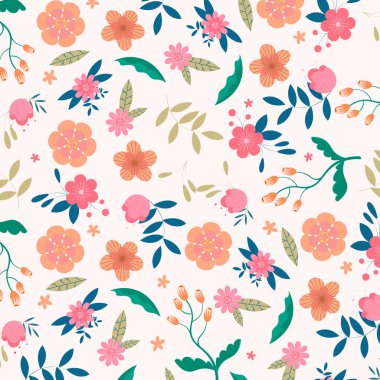 Soyut çiçek desenli arka plan. Vektör çizimi. Soyut arkaplan.