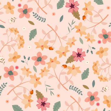 Soyut çiçek desenli arka plan. Vektör çizimi. Soyut arkaplan.