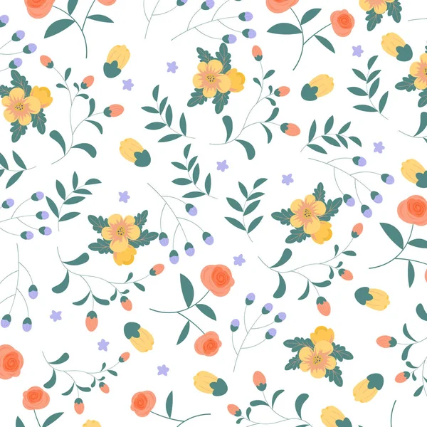 Abstrait Main Dessiner Motif Floral Fond Illustration Vectorielle — Image vectorielle