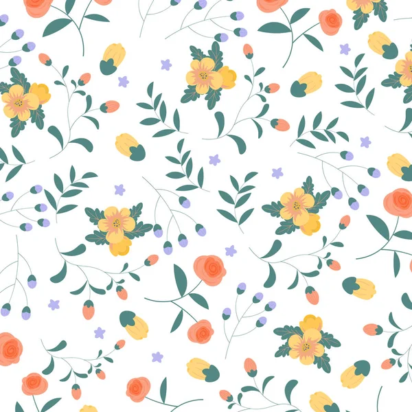 Mano Abstracta Dibujar Fondo Patrón Floral Ilustración Vectorial — Vector de stock