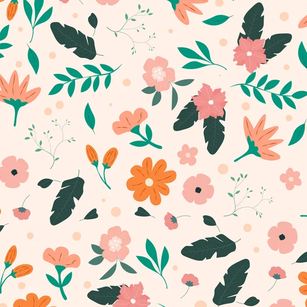 Mano Abstracta Dibujar Fondo Patrón Floral Ilustración Vectorial — Vector de stock