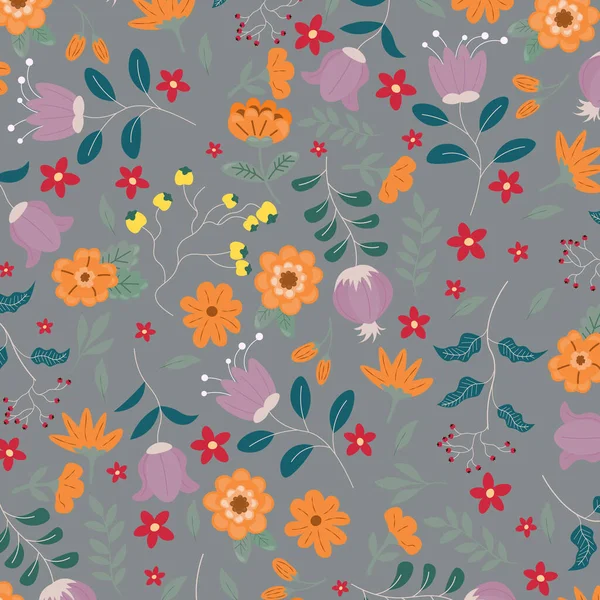 Mano Abstracta Dibujar Fondo Patrón Floral Ilustración Vectorial — Vector de stock