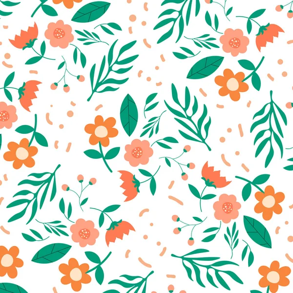 Mano Abstracta Dibujar Fondo Patrón Floral Ilustración Vectorial — Vector de stock