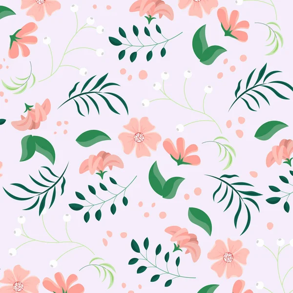 Abstracto Plano Mano Dibujar Fondo Patrón Floral Ilustración Vectorial — Vector de stock