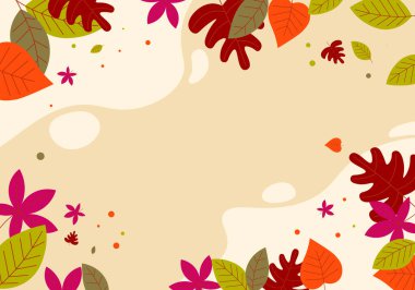 Soyut düz el çizimi sonbahar yaprakları arka plan. Vektör illüstrasyonu.