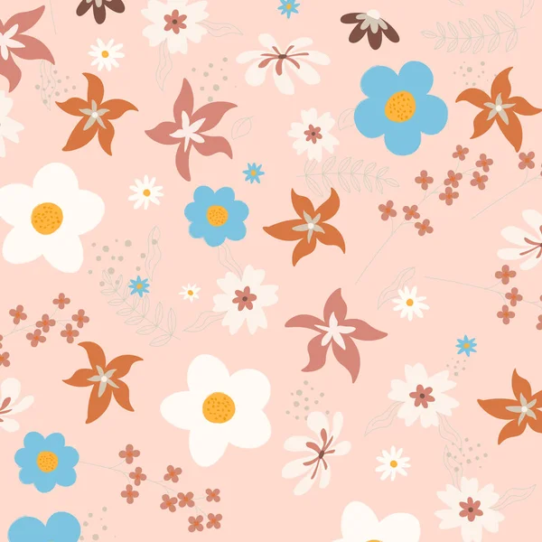 Hand Drawn Abstract Floral Pattern Background Vector Illustration — Stock Vector