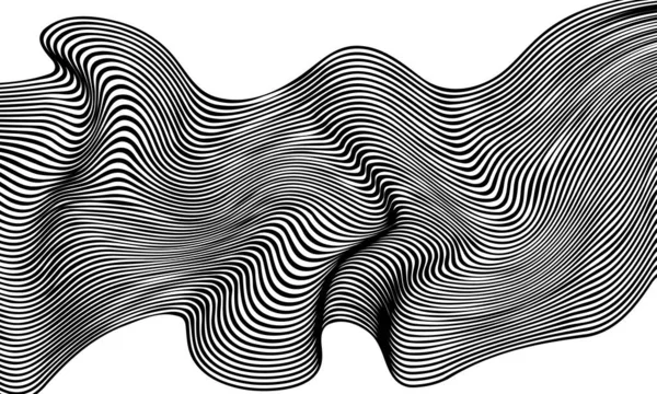 Abstrakte Schwarz Weiße Wellenlinien Hintergrund Vektorillustration — Stockvektor