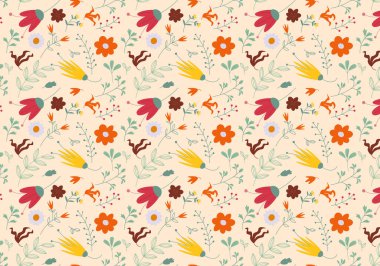 El çizimi soyut çiçek desenli arka plan. Vektör illüstrasyonu.