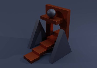 Soyut kompozisyon arka planına sahip geometrik. 3B resimleme.