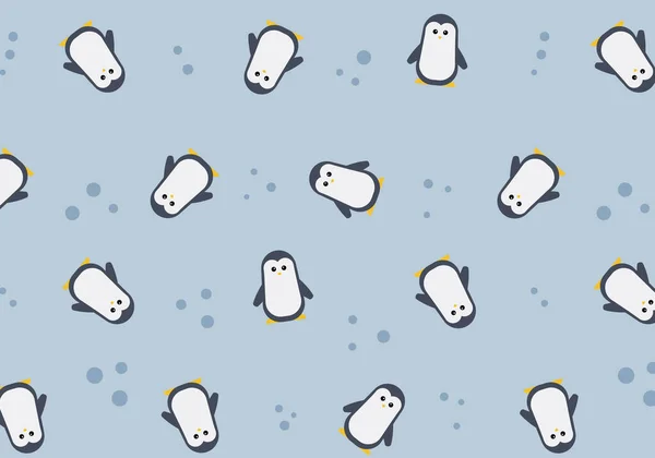 Piccolo Pinguino Senza Soluzione Continuità Modello Sfondo Illustrazione Vettoriale — Vettoriale Stock