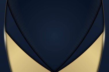 Lüks mavi ve altın kıvrımlı çizgili arka plan çizgileri. Vektör illüstrasyonu.