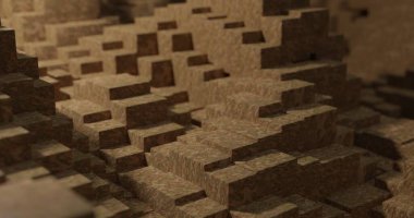 Ahşap dokuya sahip soyut küpler. 3B resimleme.