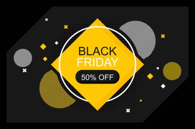 Siyah Cuma pankartı düz bir arka plan. Vektör illüstrasyonu.