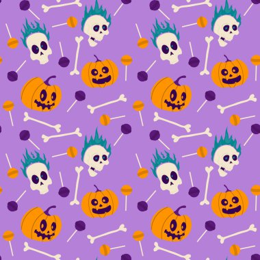 Soyut cadılar bayramı desen tasarımı arkaplanı. Vektör illüstrasyonu.