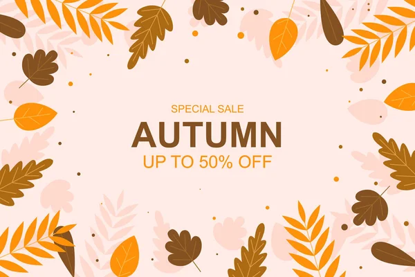 Autumn Sale Banner Background Leaves Vector Illustration — Stock Vector