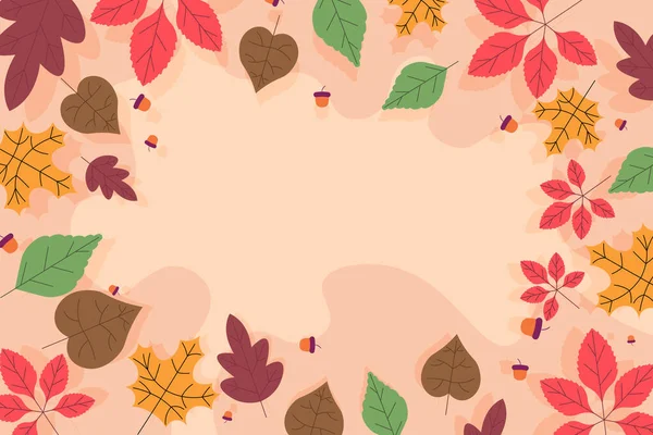 Осенний Фон Плоскими Листьями Векторная Иллюстрация — стоковый вектор