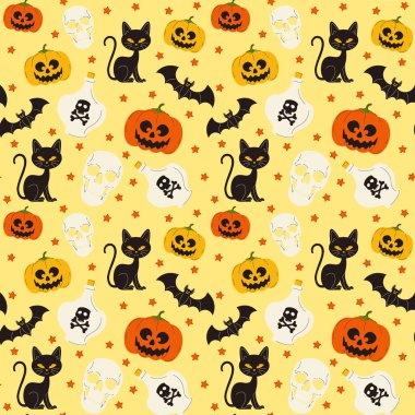 Soyut cadılar bayramı desen tasarımı arkaplanı. Vektör illüstrasyonu.