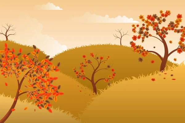 Осенний Фон Плоском Стиле Векторная Иллюстрация — стоковый вектор
