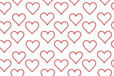 Modern romantik tarz veya yaratıcı arka plan kullanımı için düzenli, cesur ve temiz düzenlenmiş minimum kırmızı kalp hatları