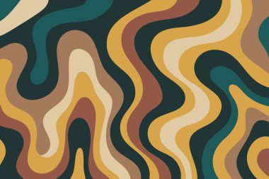 Topraktan akan organik şekiller yeşil hardal sarı bej kahverengi ve pas topoğrafya ahşap tahılı ve topraklanmış doğal bir his için katmanlanmış tortuları çağrıştırıyor.