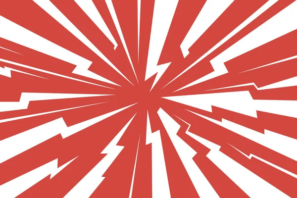 Hareket enerjisi ve etki ileten merkezi bir noktadan yayılan sivri kırmızı şekillerin dinamik soyut bileşimi