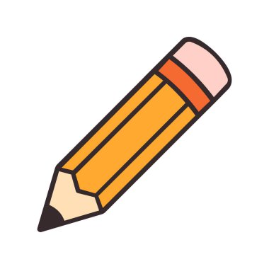 Pembe silgi ve keskinleştirilmiş grafit uçlu turuncu kalem kırtasiye ve uygulama simgeleri için idealdir.