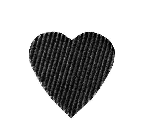 Symbol srdce vyjmout z vlnité lepenky černé barvy izolovaných na bílém pozadí. pojetí lásky, den svatého Valentýna — Stock fotografie