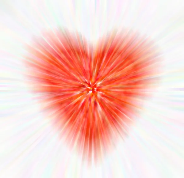 Abstract red heart with colorful rays isolated on white background. the concept of love, Valentine's day — Stock Photo, Image