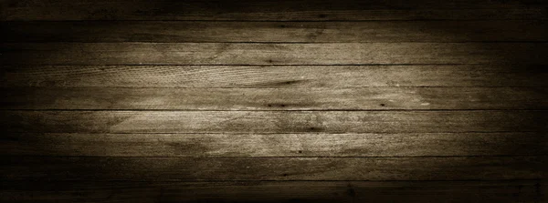 Panorâmico preto e branco grunge fundo de velhas tábuas de madeira com vinheta — Fotografia de Stock