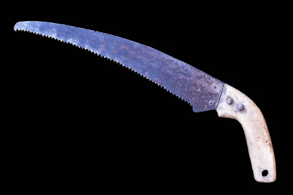 Old Garden Handsaw Isolated Black Background — Stock Photo, Image