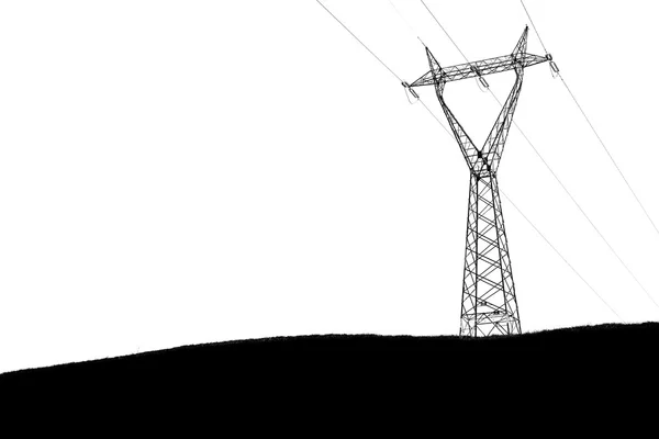 Silhoutette av Pylon på grön kulle — Stockfoto