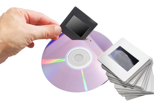 Archive of old slides to DVD Digital — Stock Photo, Image