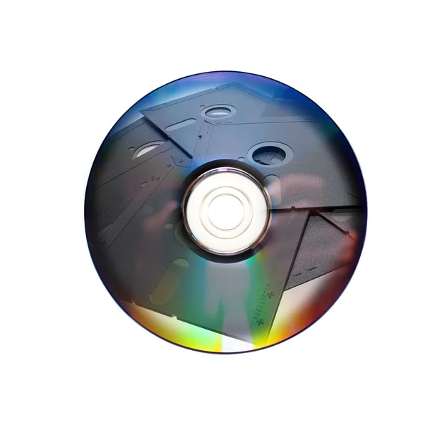 Dvd ou cd e disquete antigo dentro — Fotografia de Stock