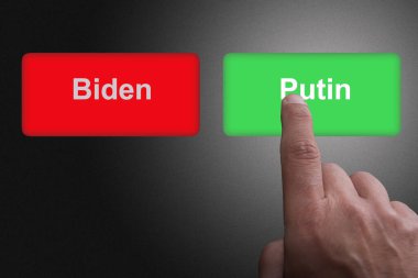 Biden sözcüğünün bulunduğu kırmızı düğme ve ABD ile Rusya arasındaki ilişkiler için Putin kavramının bulunduğu yeşil düğme her zaman zordur.