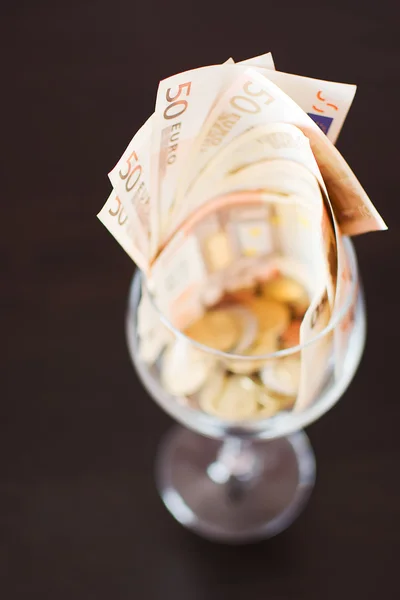 Glasswine of money — Stock Photo, Image