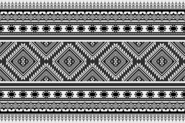 Geleneksel Soyut Geometrik Etnik desen kusursuz. Siyah beyaz Aztek, Kızılderili kabilesi ve Afrika tekstili. Arkaplan soyut folklor süslemesi işlemeli arka plan. Vektör illüstrasyonu