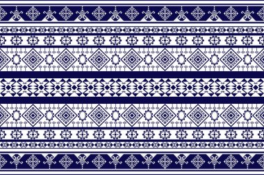 Geleneksel Soyut Geometrik Etnik desen kusursuz. Mavi ve beyaz Aztek, Kızılderili kabilesi ve Afrika tekstili. Arkaplan soyut folklor süslemesi işlemeli arka plan. Vektör illüstrasyonu