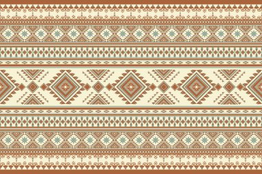 Yerli Geometrik Soyut Etnik Desen kusursuz. Aztek Amerikan Navajo kabilesi dokusu. Geometrik şekiller ve oklarla örülmüş tekstil baskı kumaşı halısı için tasarlandı.