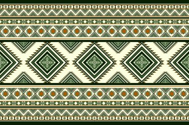 Geometrik Soyut Etnik Düzen kusursuz. Aztek Amerikan Navajo kabilesi dokusu. Geometrik şekiller ve oklarla örülmüş tekstil baskı kumaşı halısı için tasarlandı.