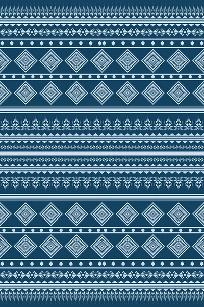 Dikey Mavi ve Beyaz Geometrik kabile etnik model vektör nakış stili. Arkaplan, halı, duvar kağıdı, giysi, ambalaj, kumaş, sargı için geleneksel tasarım. Vektör illüstrasyonu
