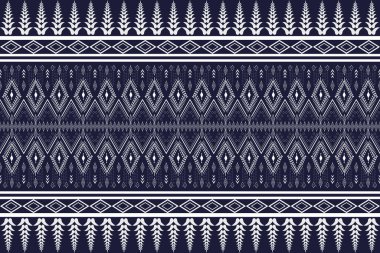 Mavi Yerli Geometrik Soyut Etnik Desen. Aztek Amerikan kumaşı. Navajo kabilesi kusursuz. Boho Hint dokusu süsü kumaş tasarımı. Tekstil baskı halısı moda.