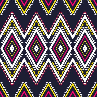 Renkli Soyut Geometrik Etnik Desen. Geleneksel Aztek Amerikan Kumaş Kalıpları Kusursuz. Giysi, duvar kağıdı, baskı, dokuma için Boho desenli nakış deseni tasarımı.
