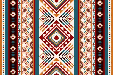 Yerli Soyut Geometrik Navajo Deseni. Geleneksel Aztek Amerikan Kumaşı Etnik Modeli Kusursuz. Giysi, duvar kağıdı, baskı, dokuma için Boho desenli desenli nakış tasarımı.