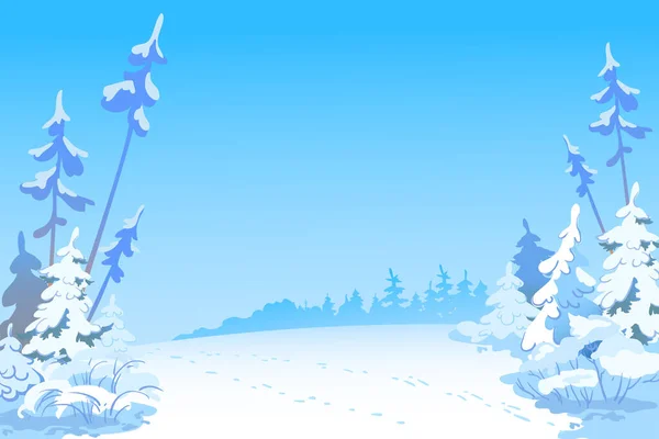 Зимова Сцена Снігом Дерева Покриті Снігом Тлі Лісу Снігоходи Ігристі — стоковий вектор