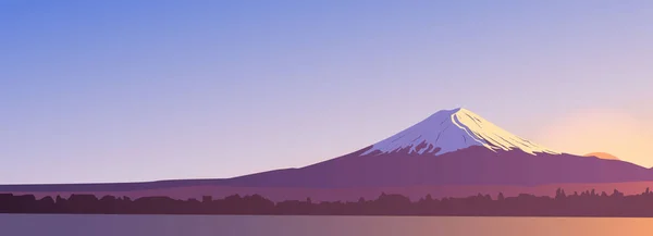 Vista Panorâmica Noite Monte Fuji Paisagem Com Pico Montanha Japão — Vetor de Stock