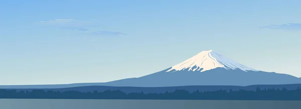 Vista Panorâmica Dia Monte Fuji Paisagem Com Pico Montanha Japão — Vetor de Stock