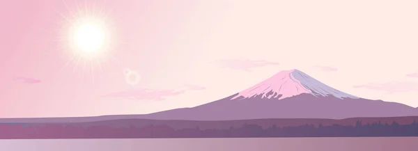 Світанку Над Горою Фудзіяма Ранковий Краєвид Японії Плануйте Мандрівників Подорожей — стоковий вектор
