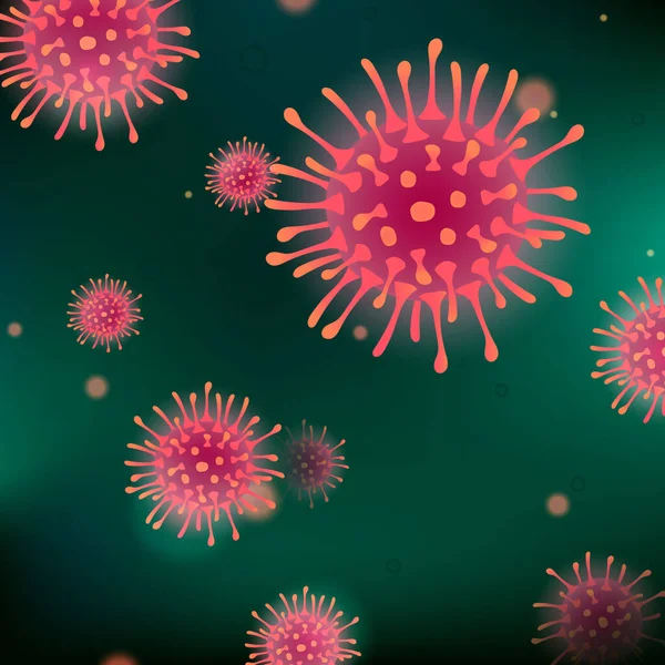 Coronavirus 2019-NCov. Asya gribi salgını ve koronavirüs salgını için solunumu mümkün. Virüs ya da bakteri. Gerçekçi Vektör illüstrasyonu. Yeşil arka plan. Mikroskop altında görüntüle.