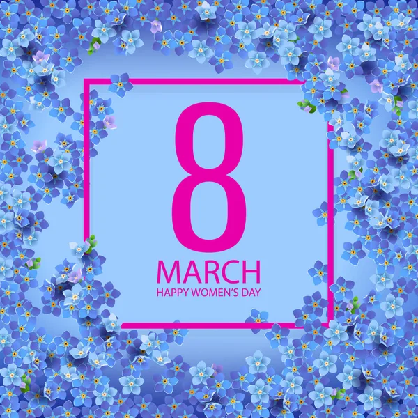 3月8日花と国際女性の日の背景 ロマンチックなデザインのための春のフローバー組成 — ストックベクタ